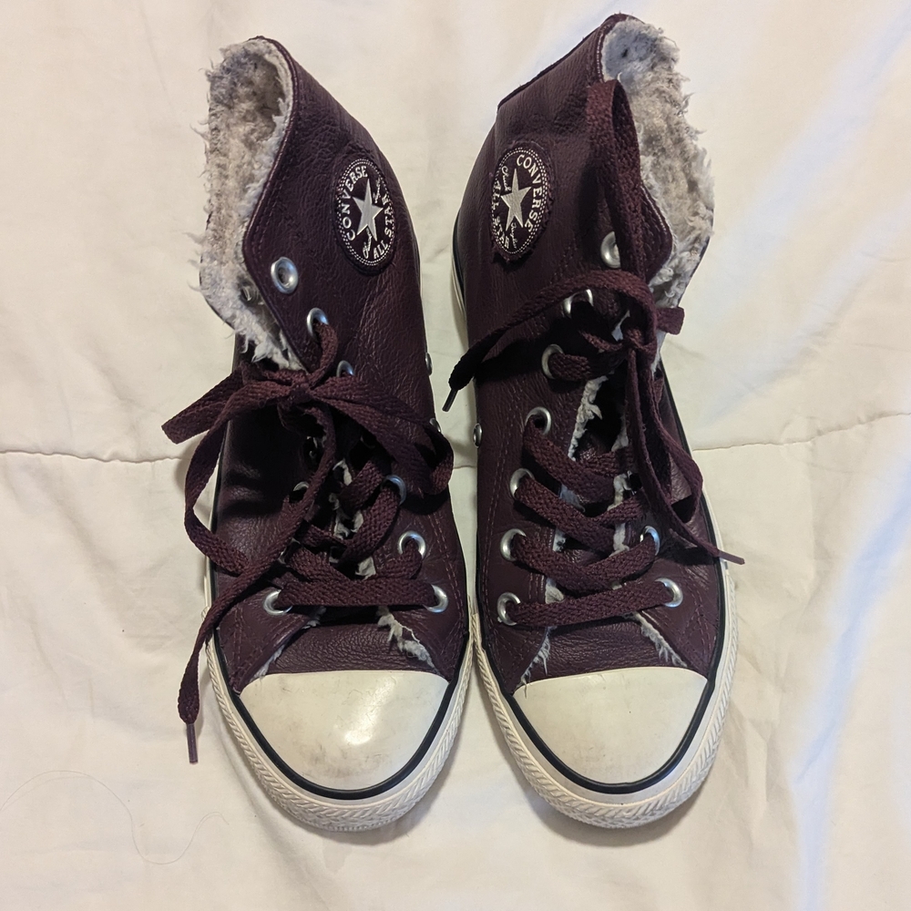 Converse Women's Purple Leather Faux Fur Insulated High-Tops, W6